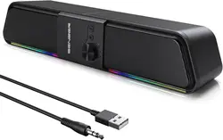 Enhanced Soundbar Speaker with Bluetooth & Aux Connectivity for Computers and Laptops (Black)
