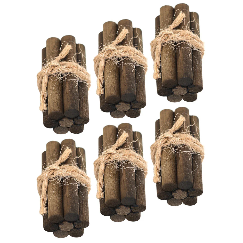 

6 Pcs House Furniture Supplies Toy Miniature Fireplace Firewood Decor Rope Dollhouse Accessories