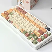 Moa Keycap Keyboard Customized Keyboard Cute Red Panda Coffee House Theme Cartoon 2.25/275U Alice Layout AZERTY Iso Keycap - Image 6