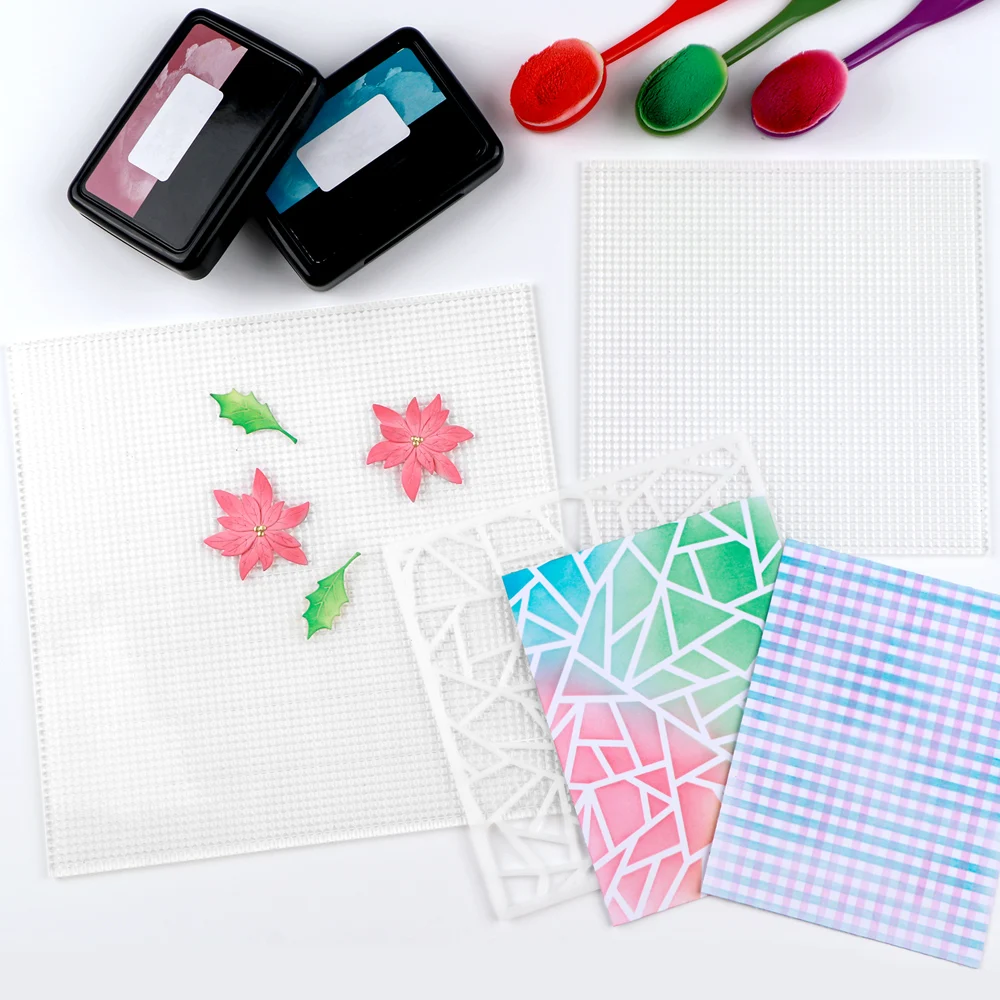 Low Tack Sticky Mat with Grid Clear Photopolymer Craft for Stamping Stenciling Ink Blending Positioning Designs