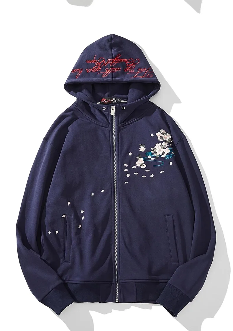 

COPY Samurai-Girl Geisha Fan Heavy Work Embroidered Zippers Casual Japan Style Hoodies All-Match Fashionable Modern