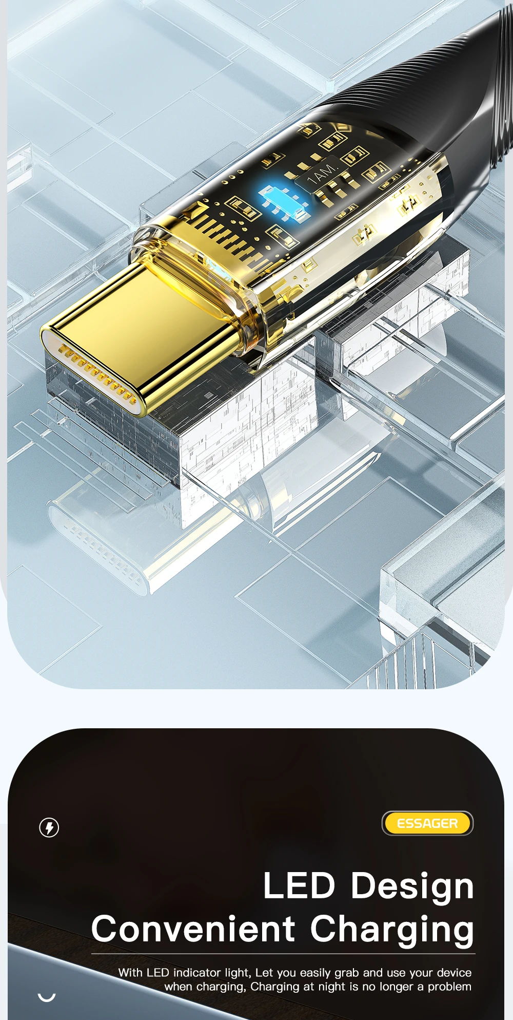 Essager 7A USB Type C Cable PD 100W Fast Charging Wire USB-C Charger Data Cord For Huawei P50 P40 OPPO K10 Honor Oneplus Poco F3