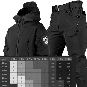 Outdoor Shark Skin Warmth Jackets Pants Set Men Tactical Camo Autumn Winter Thickened Coat Soft Shell Large Size Jacket 2