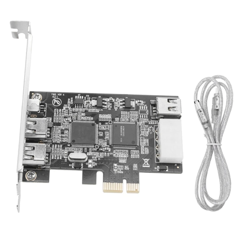 PCI-E 1X IEEE 1394A 4 порта 3 + 1 адаптер карты Firewire 1394 A PCIe с 6-контактным до 4-контактным