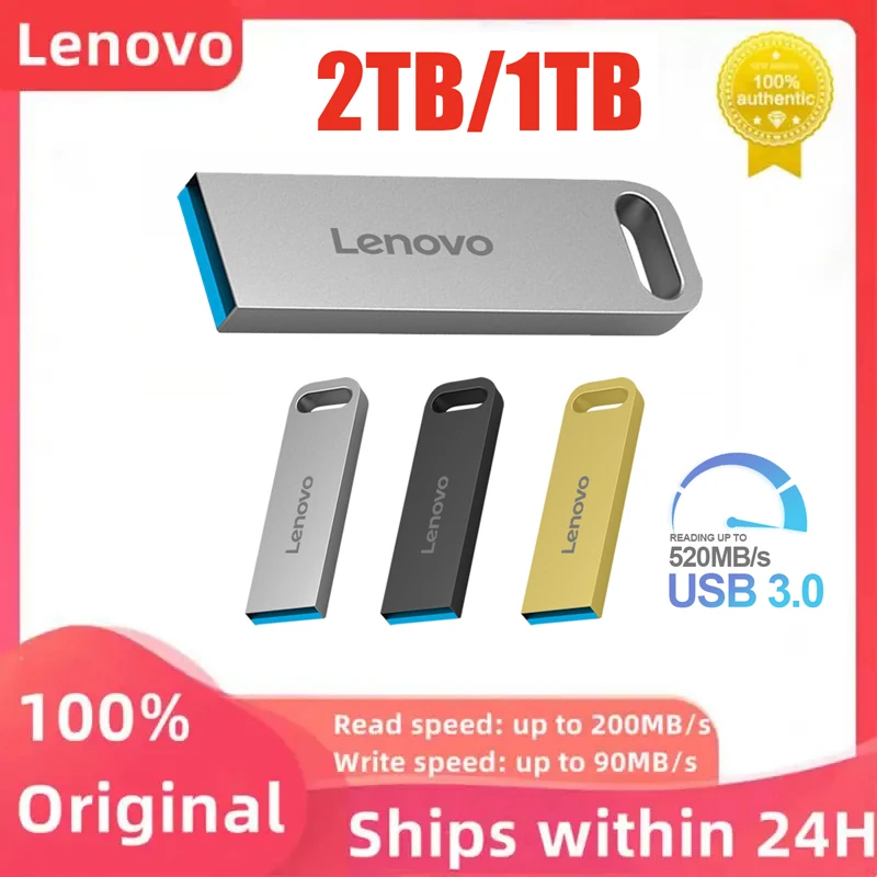 Lenovo 2Tb Usb3.0 Flash Drives Mini Metallo Capacità Reale 1Tb Memory Stick Black Pen Drive Creative Business Gift Storage U Disk
