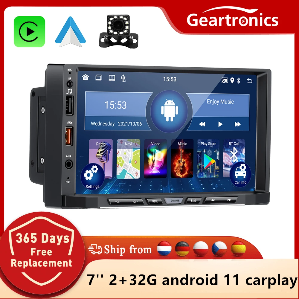 7 Pollici Android11 Player 2Din Car Stereo Bluetooth Wifi Car Multimedia Player Navigazione Gps Carplay Aux Input Rds Radio Fm