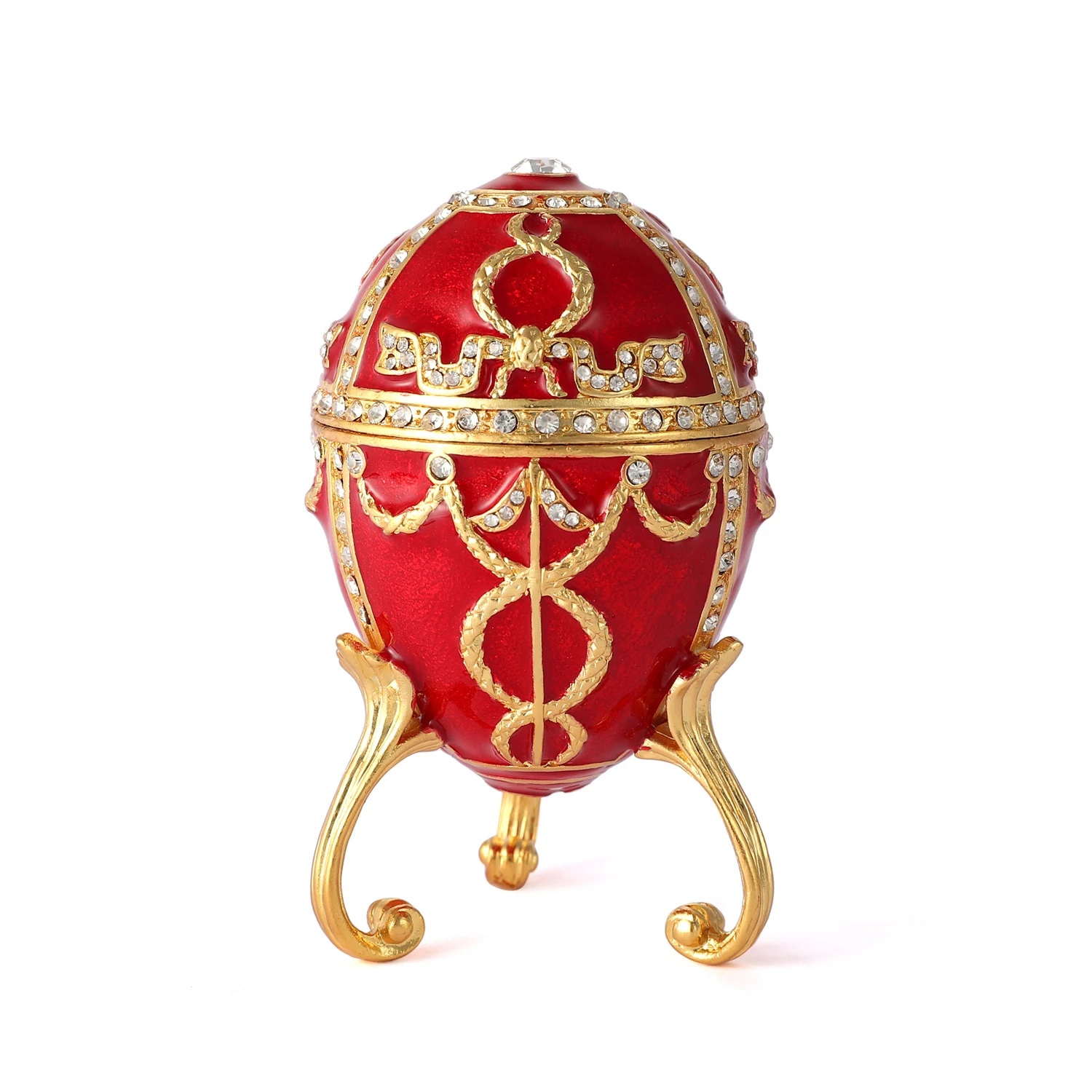 QIFU Unique Handicraft Red Faberge Egg for Trinket Box