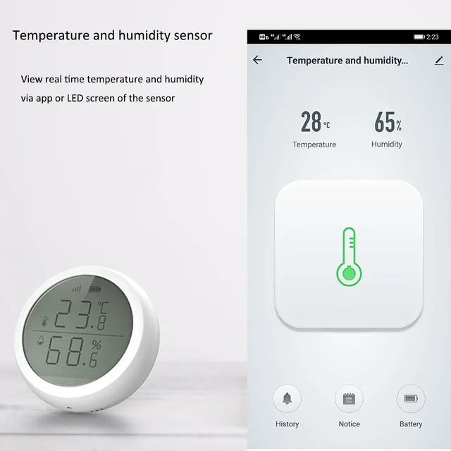 Tuya Smart ZigBee Temperature And Humidity Sensor Wireless LED Screen Display Working With Google Assistant Tuya Zigbee Hub 2