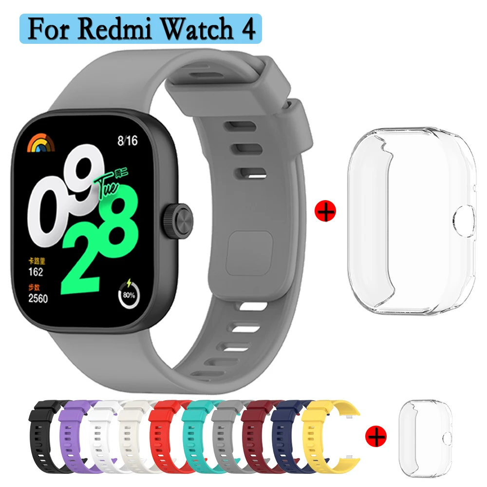 Premium Silicone Watchband with Clear Case for Enhanced Durability - Compatible with Redmi Watch 4