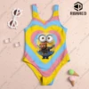 Miniso Cute Children's One-Piece Swimsuit Minions Print Girl Women's Swimsuit New Soft Breathable Kids Summer Seaside Clothing