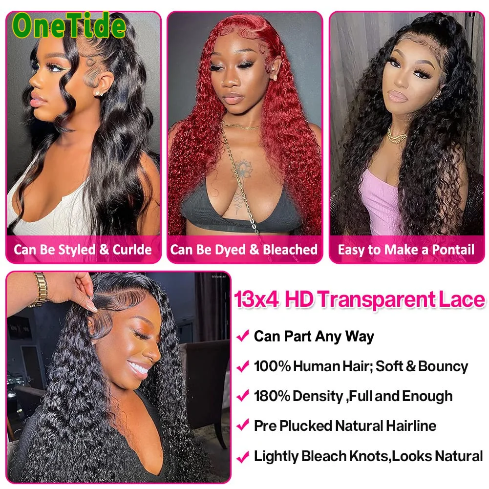 Human Hair Wigs 250 Density 13x4 Lace Frontal Deep Wave 4x4 Lace Curly For Women Brazilian Remy