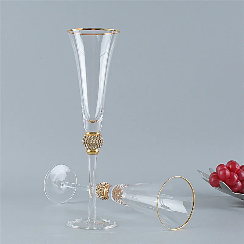 

200ml Phnom Penh Champagne Glasses Inlaid Diamond Wine Glass Weddeing Party Enamel Crystal Goblet Cocktail Glass Drinkware