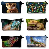 3D Crested Gecko / Bearded Dragon Print Cosmetic Case Women Pet Reptile Lizard Toiletries Bags Casual Lipstick Makeup Bags Gift 1