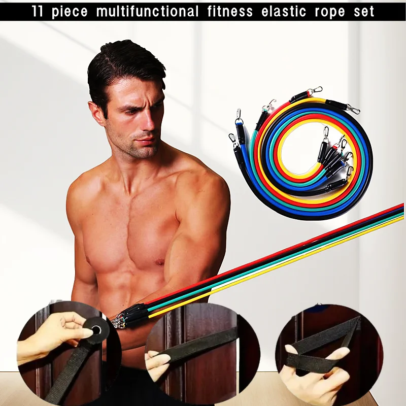 11 Pcs/Set TPE Resistance Band Set Fitness Band Pull Rope Elastic Training Band Handles Carry Bag Legs Ankle Straps 2