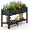 BONA Raised Garden Bed with Tools, 47*18*29 in, Poly Elevated Planter Box with Legs And Storage Shelf, Weather Resistant, 3- 1
