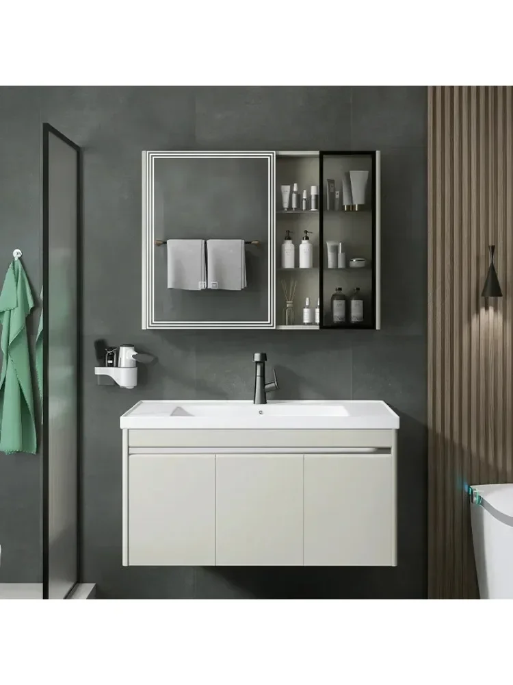 *Simple Modern Stainless Steel Bathroom Cabinet With Smart Mirror Slate Washbasin Bathroom Vanity Toilet Sink Furniture