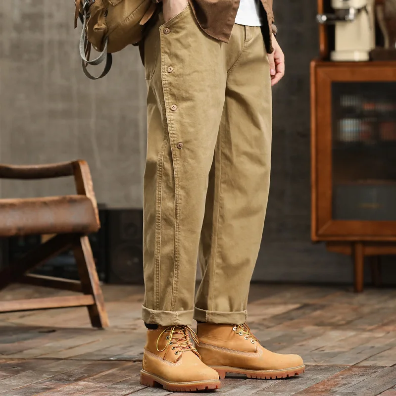 Cargo pants Spring Autumn Men's Cotton Vintage Cargo Pants Casual Simple Soft Street Joggers Men Trousers F7624