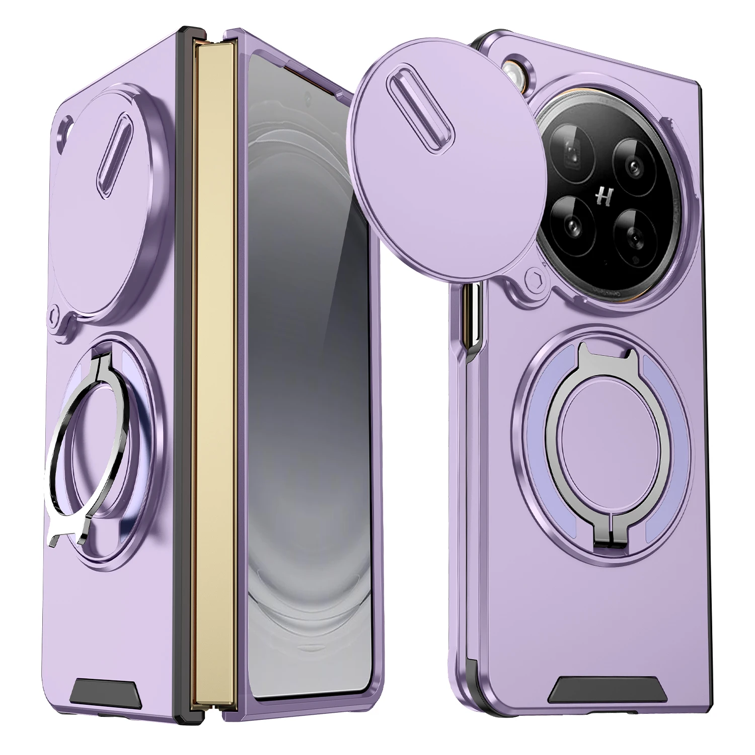 Magnetic Ring Armor Slide Camera Lens Case with Magsafe Wireless Charging Compatibility