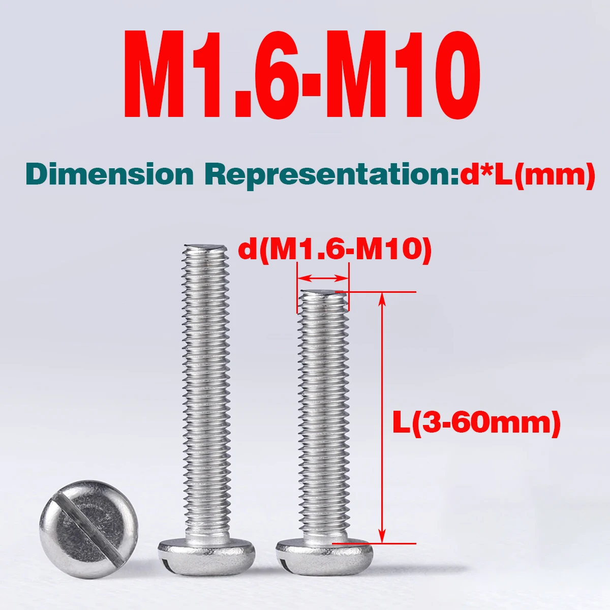 

304 SS Slotted Cheese Head Screw / Slotted Bolt Round Head Screw M1.6-M10