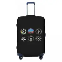 Custom Cockpit Six Dials Flight Simulator Pilot Travel Luggage Cover Dust Proof Airplane Suitcase Cover Protector Fit 18-32 Inch 1