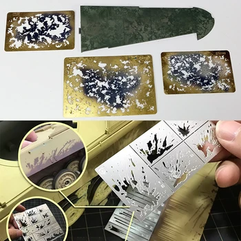 Kit di Strumenti per la Pittura di Modelli in Scala, Maschera Spray Riutilizzabile in Metallo Cavo per Aerografo, Finitura Verniciata Sfumata e Macchiata, Multi-Scala