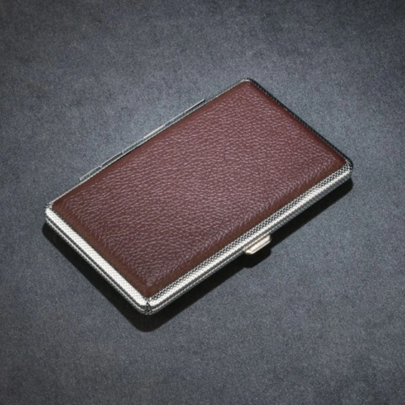 Ultra-Thin PU Leather Cigarette Storage Box - 20 Cigarette Capacity, 10cm Length