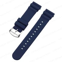 Premium Silicone Watch Band with Ring Clasp and Pin Buckle - Available in 20mm and 22mm - 22mm (Blue - Silver)