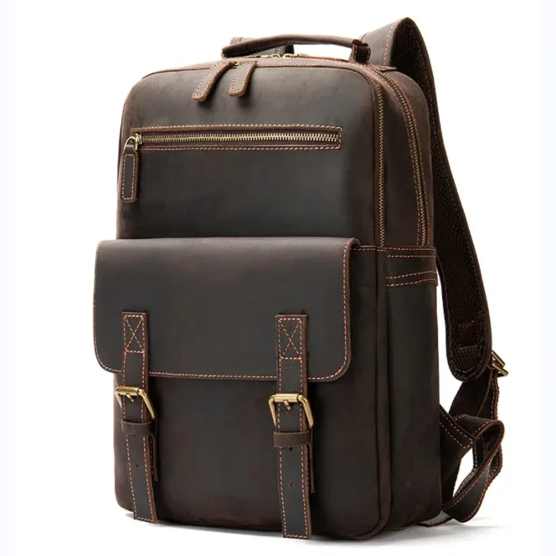 

Men's Backpack For Male Business Leather Bagpack Casual Rucksack Waterproof Bags Laptop Multifunctional Backpack Cow