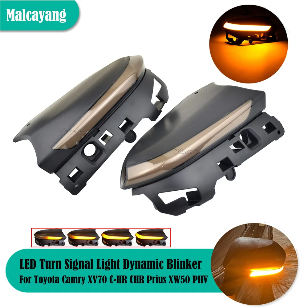 

2X LED Dynamic Turn Signal Light Sequential Blink Side Mirror Light For Toyota Camry XV70 CH-R CHR Prius XW50 PHV 2018 2019 2020