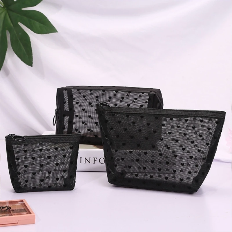 

X4FF Mesh Makeup Toiletry Bag Zipper Travel Large Capacity Transparent Cosmetic Bags Container for Women Men