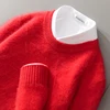 ATTYYWS  100% Merino wool men's pullover O-neck sweater casual knitted solid color autumn and winter men's new wool sweater 5