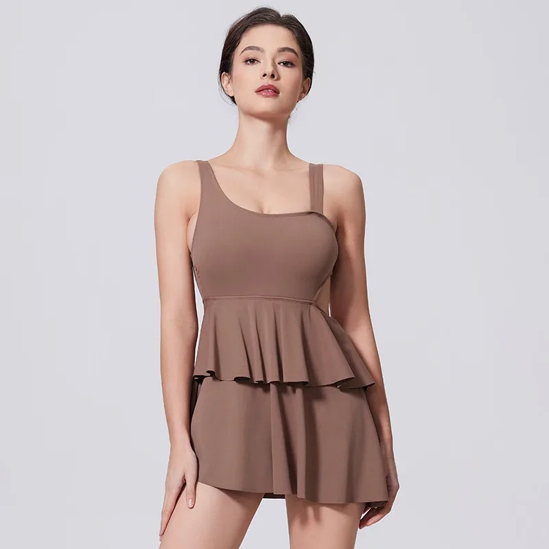 U-Back Tennis Dress With Removable Chest Pads&Shorts Golf Athletic Cake Dress Sleeveless Badminton Skirts Workout Clothing
