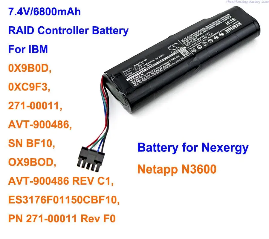 

OrangeYu 6800mAh Battery for IBM 0X9B0D, 0XC9F3, 271-00011, AVT-900486, AVT-900486 REV C1, OX9BOD, For Nexergy Netapp N3600