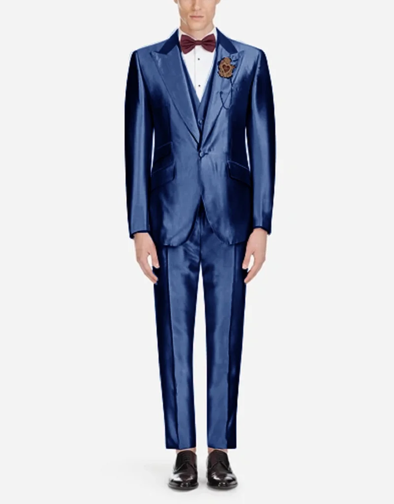 Men's Satin Three Piece Set With One Button Shiny Ball Suit Elegant Man Suit for Wedding Prom Dresses 2024 Full Fashion Suits