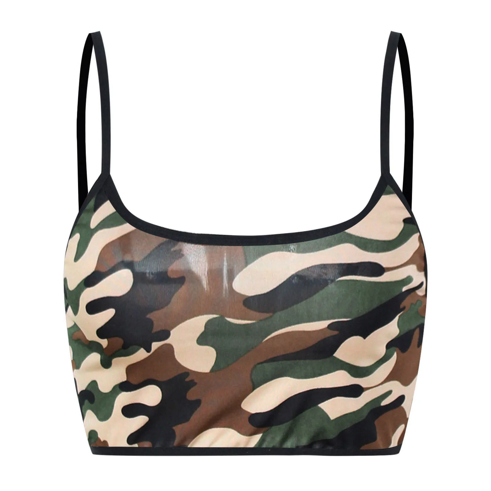 Canotta sexy con stampa mimetica da donna Halter con lacci senza schienale senza maniche Sexy Street Midnight Daily Summer Trend Top Streetwear - immagine 5