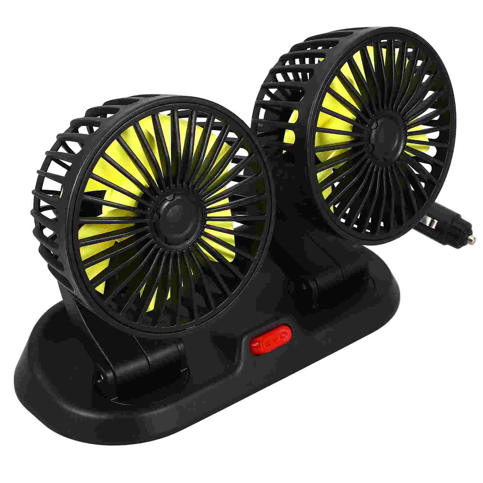 

Vehicle Double Head Fan Portable Truck Fans That Blow Cold Air Rotatable Car Conditioner