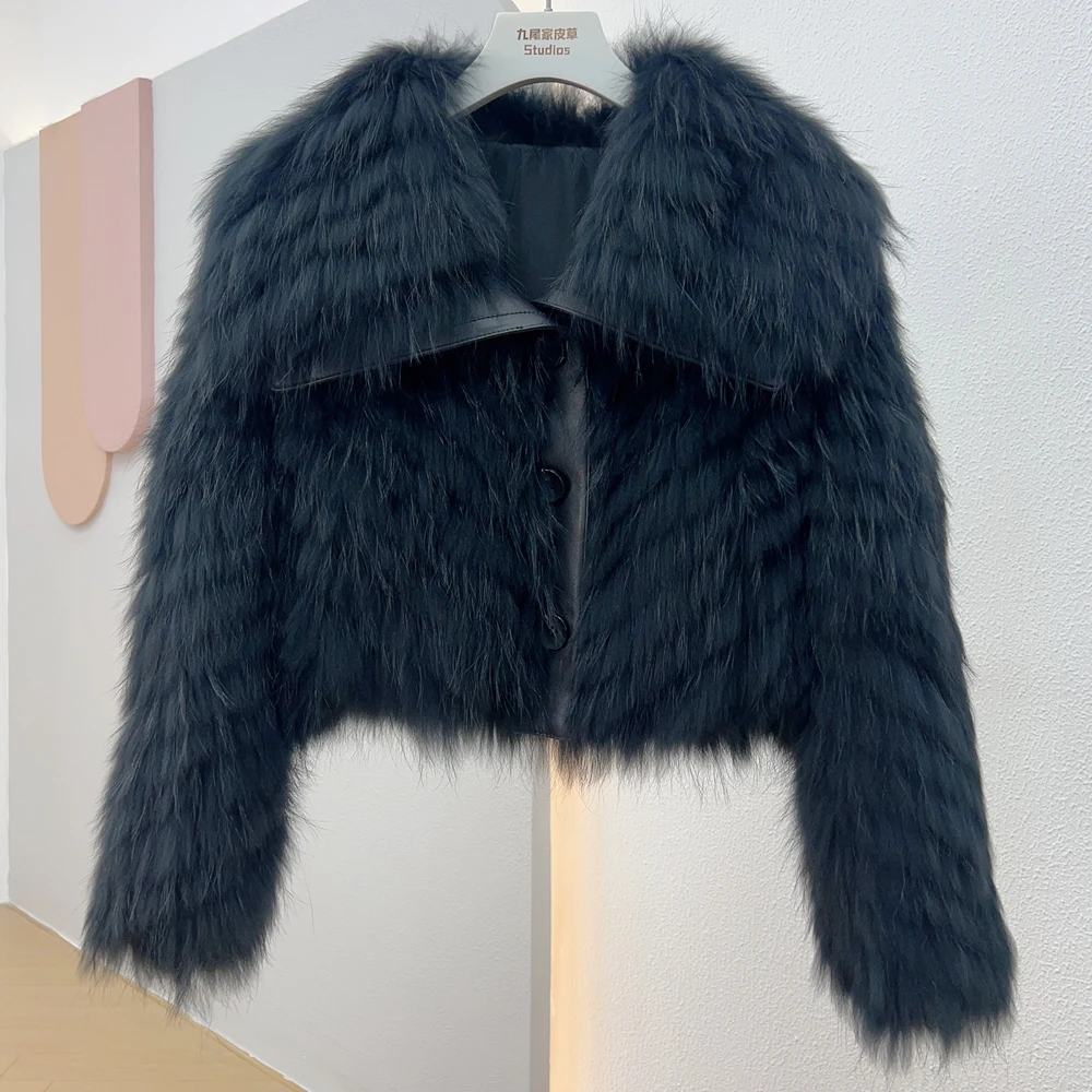 2023 Winter New High Waist Slimming And Short Spokes Faux Fur Fox Furry Coat Women's Young Woolen Jacket Outwear Women's Clothes