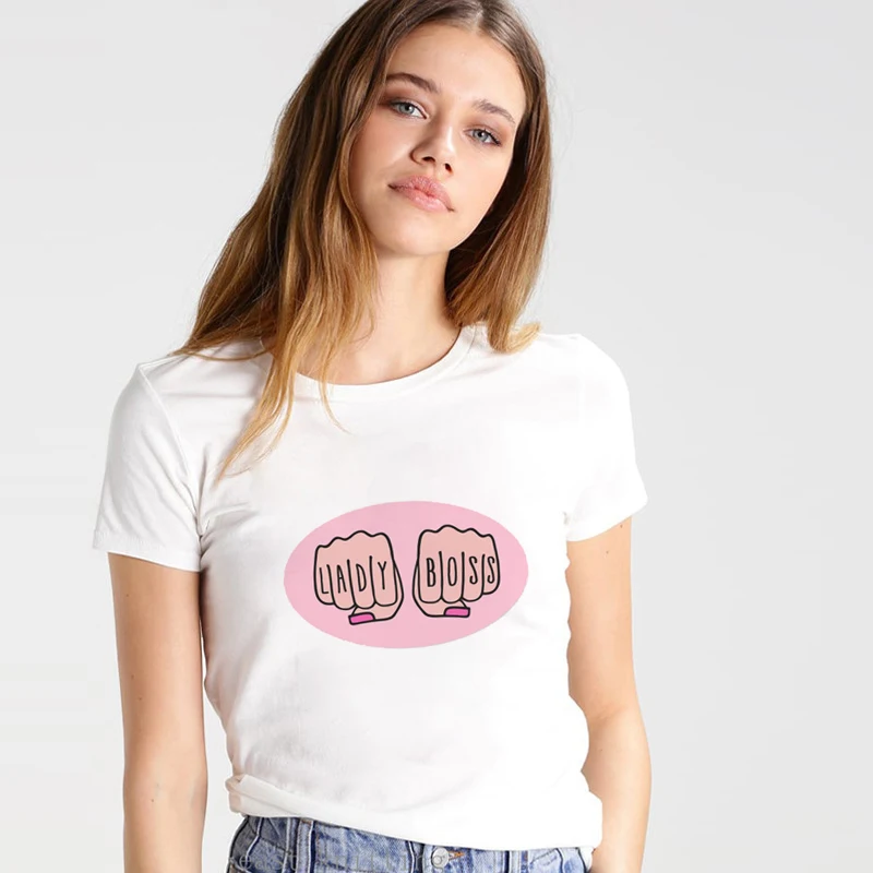 American basic round neck pullover letter print knit short sleeve T-shirt Spice Girls Summer Slim-fit crop top