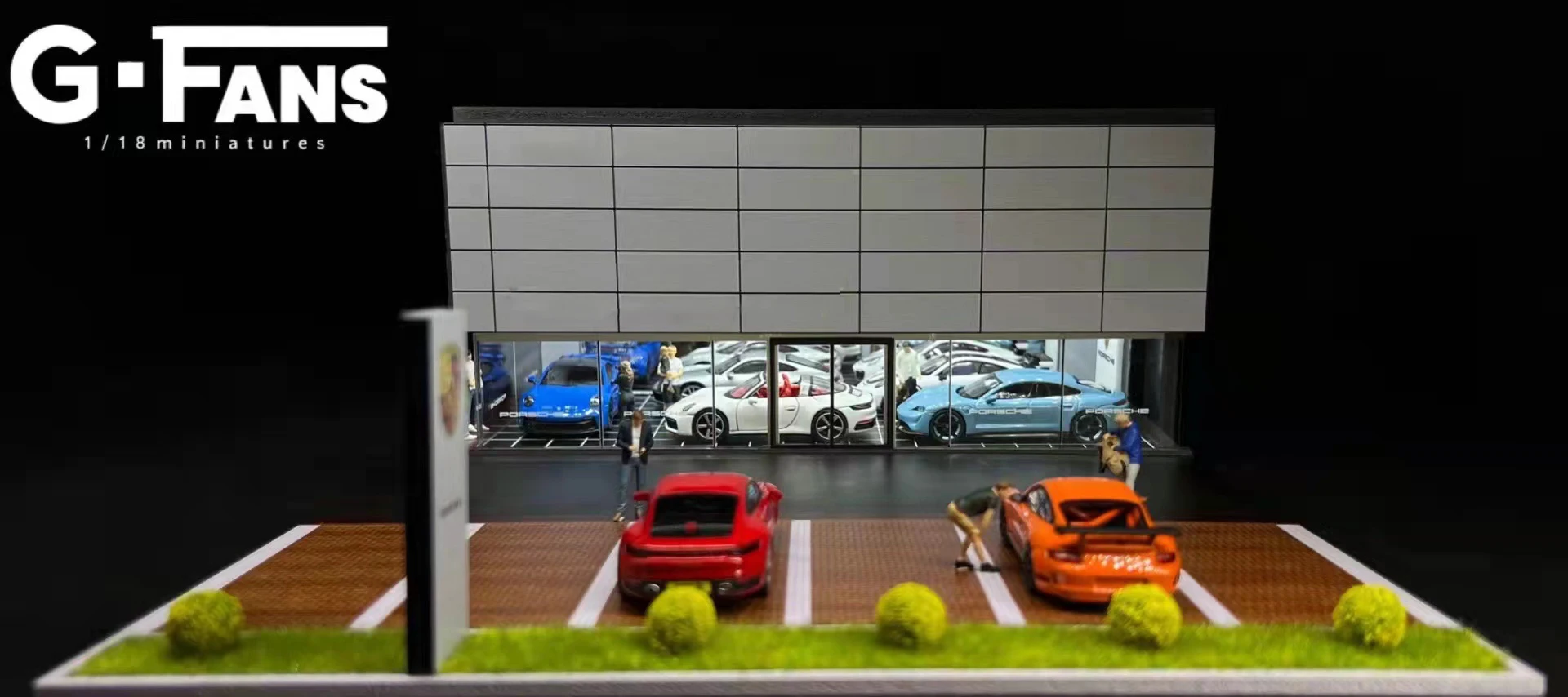 1:64 G Fans Car Dioramas Parking Lot Led Lights Vehicle Display Collection Display Usb Connector Car Store Models 6