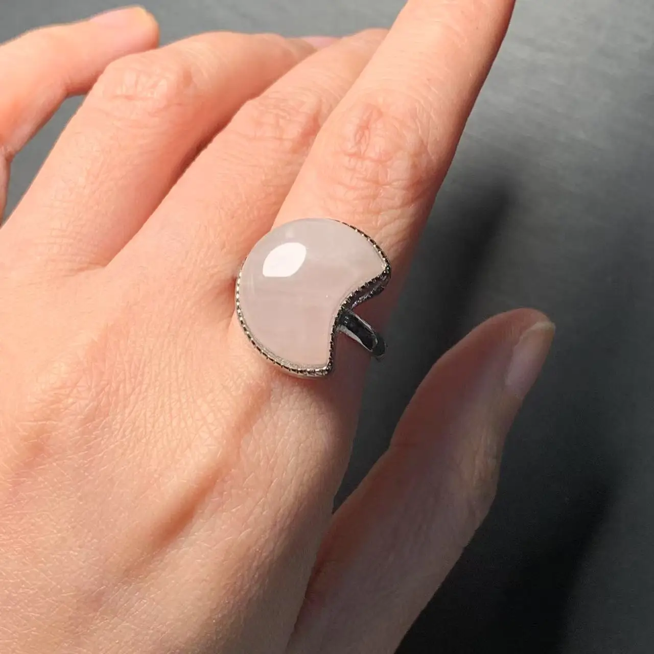 MM Natural Rose Quartz Ring Adjustable Female Ring Jewelry for Women Gift Wholesale High Quality Vintage Fine