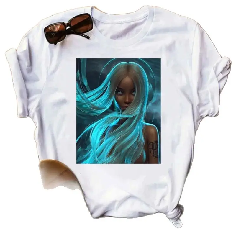 

European American Fashion Figures Printed Ladies Short Sleeve Top T Loose Street Trend Harajuku Aesthetic Clothes Oversized Tee