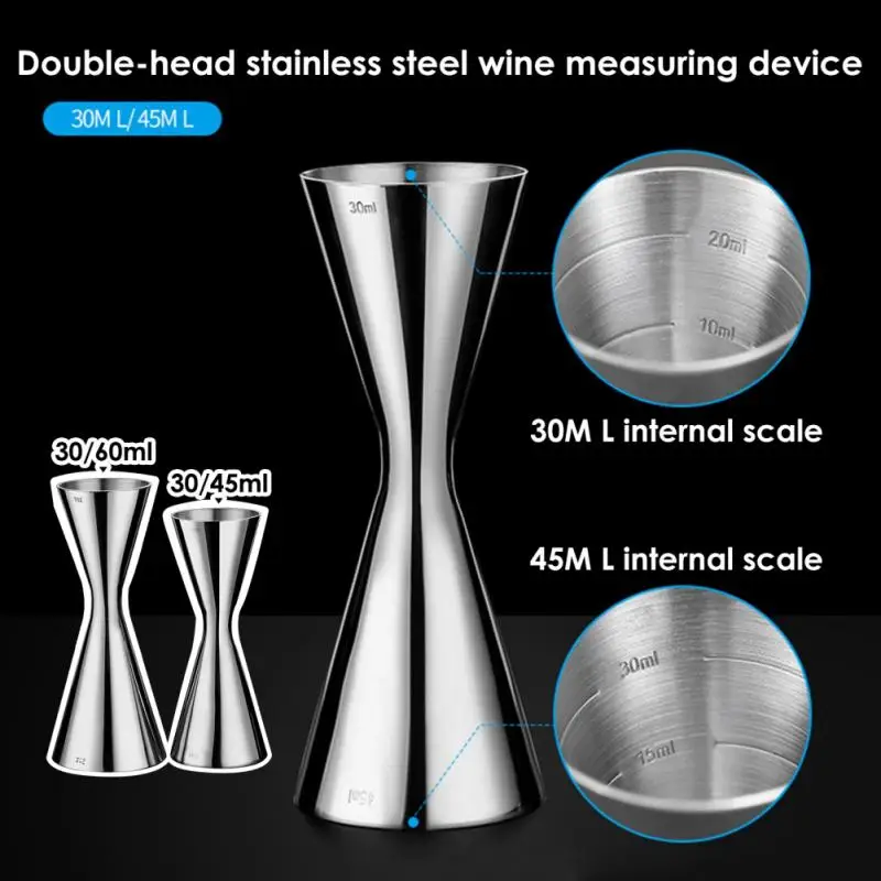 30/45ml 30/60ml Cocktail Wine Shaker Measure Cup Stainless Steel Double Shot Drink Spirit Measure Jigger Kitchen Supplies cocktail shaker measuring jigger stainless steel measuring cups