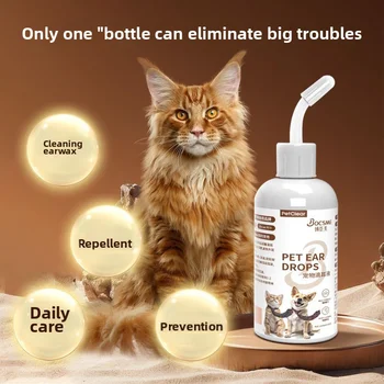 PETCLEAR Dog Cat Ear Drops Pet Ear Cleaner Dog Earwax Clean Dog Cat Ear Odor Mites Cleaning Ear Otitis Ear Itch Prevention 60ml