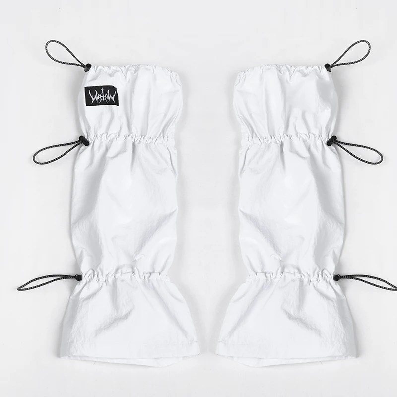 Reflective Drawstring Stockings Black and White Two-Color Mechanical Knitted Long Leg Warmer Foot Cover Socks For Cute Girls