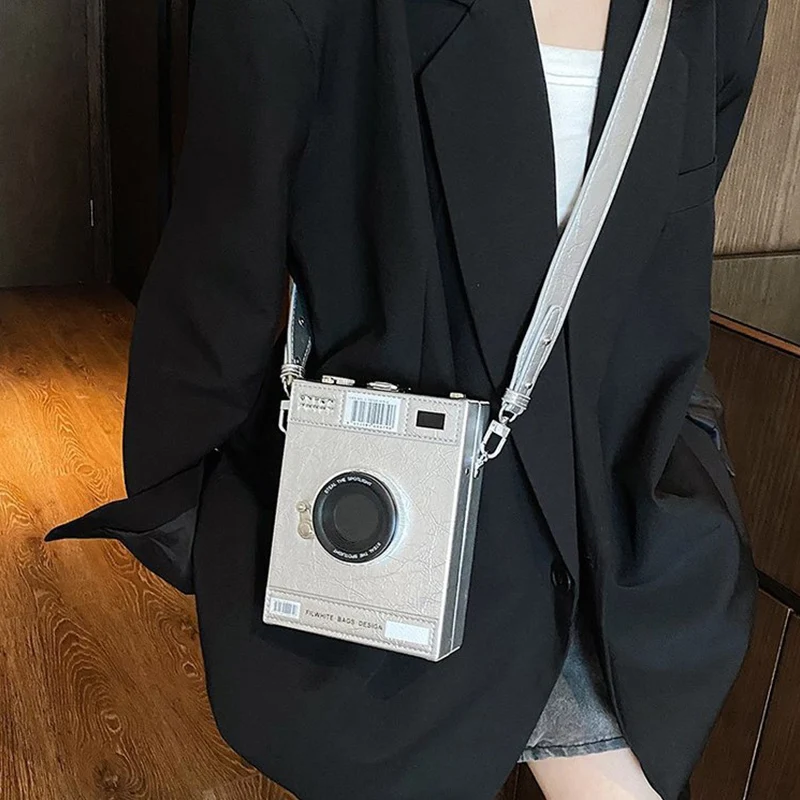 

Fashion Creative Camera Shape Shoulder Bag For Women Handbags Crossbody Bag Funny Messenger Cell Phone Bag Small Purse Girl Gif