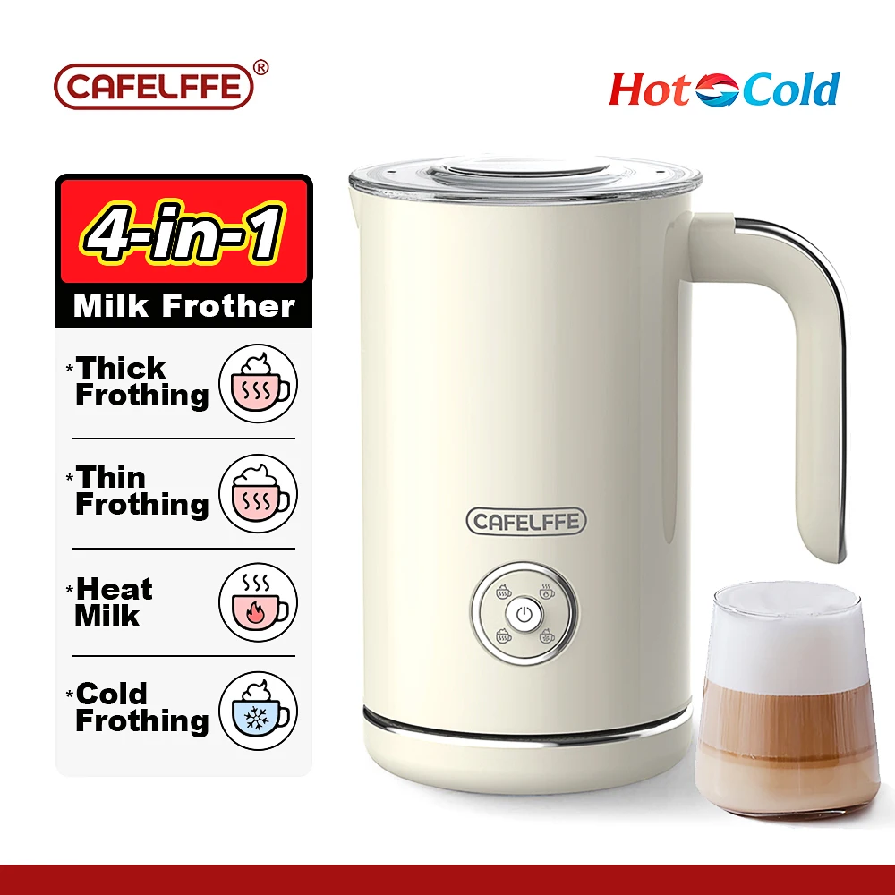 Cafelffe 4in1 Electric Milk Frother Frothing Foamer Chocolate Mixer Cold/Hot Latte Cappuccino Automatic foam milk heater Warmer