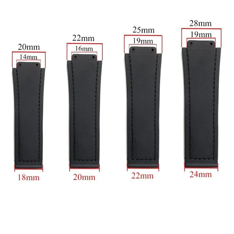 SCHIK 20mm 22mm Cowhide Rubber Watchband 25mm * 19mm,For Hublot Watch Strap Calfskin Silicone Bracelets sport