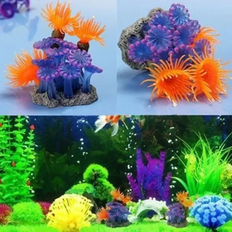 Aquarium Coral Simulation Decoration with Aquatic Plants and Accessories