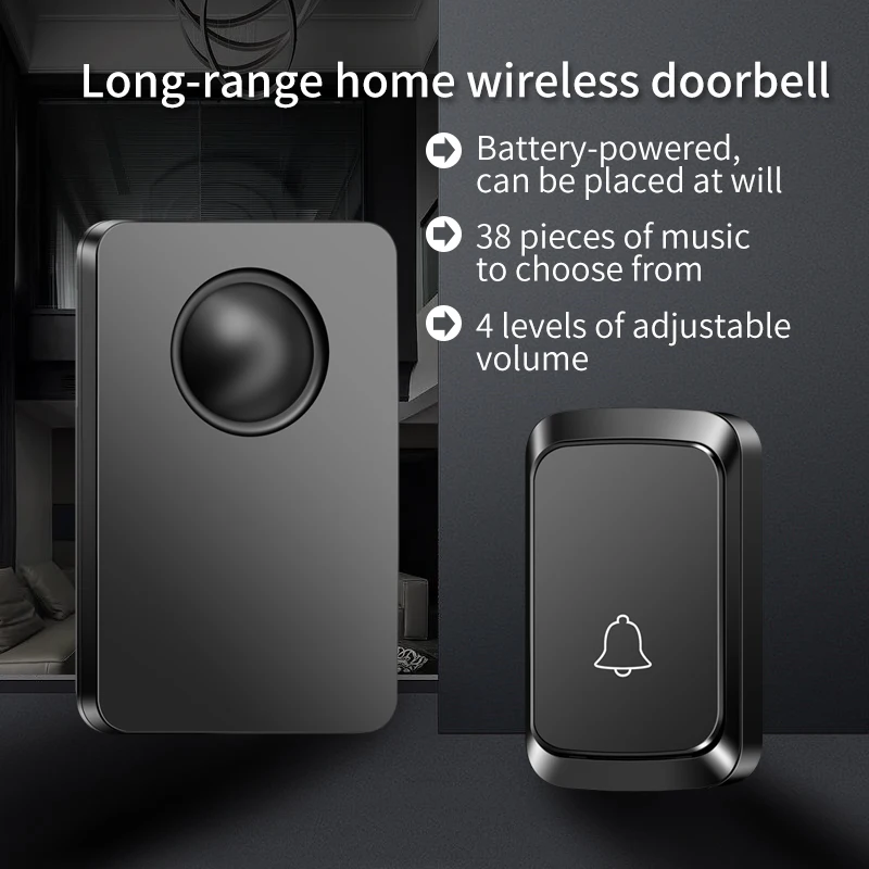 CACAZI Waterproof Wireless Doorbell DC Battery Intelligent Home Outdoor Household 300M Remote Control LED Flash Smart Door Bell