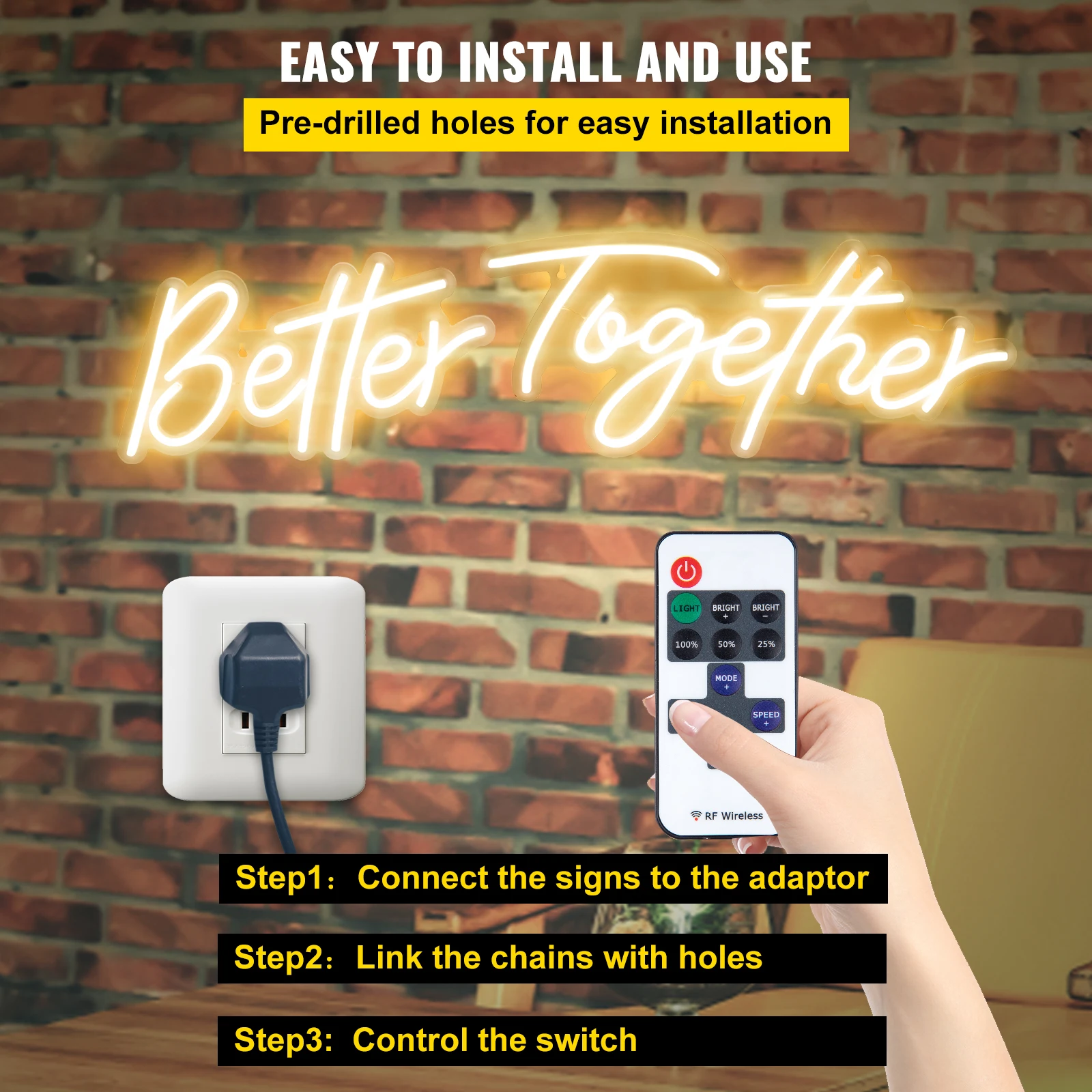 Warm White LED Neon Sign for Indoor Decor